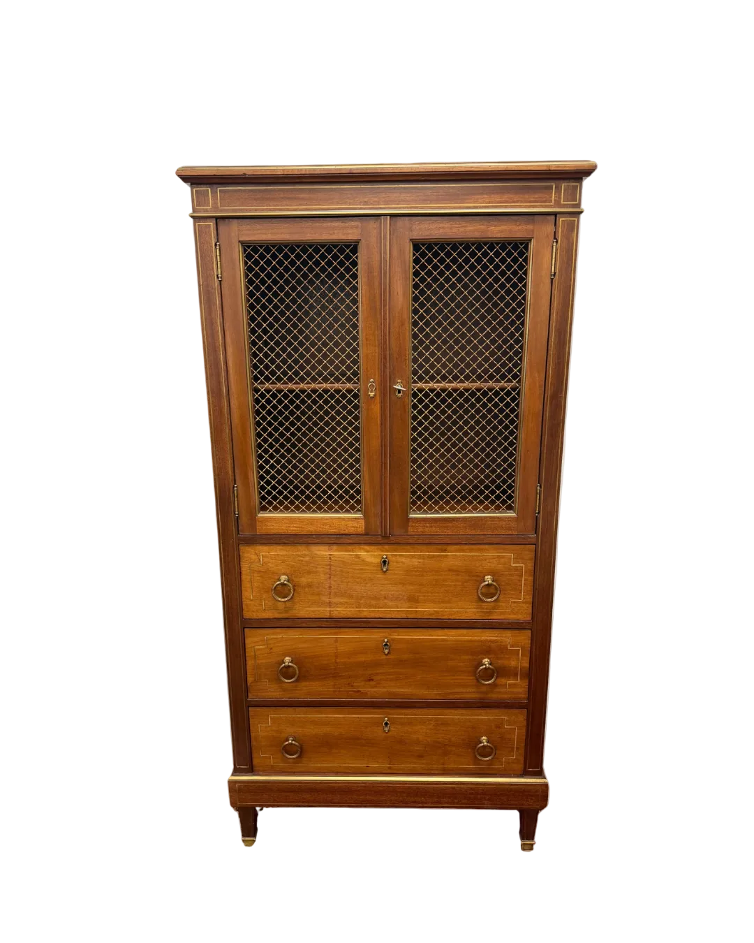 French Louis XVI Mahogany Cabinet with Grilled Doors